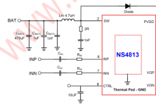 NS4813 單聲道 AB/D 類音頻功率放大器（內置 BOOST 升壓和 NCN 功
